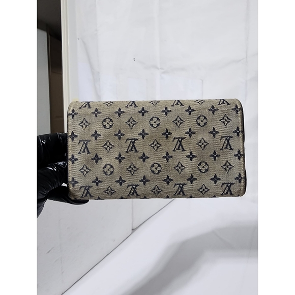 Louis Vuitton Monogram Mini Lin Pattern Canvas Flap Wallet Beige/Black - Picture 3 of 12